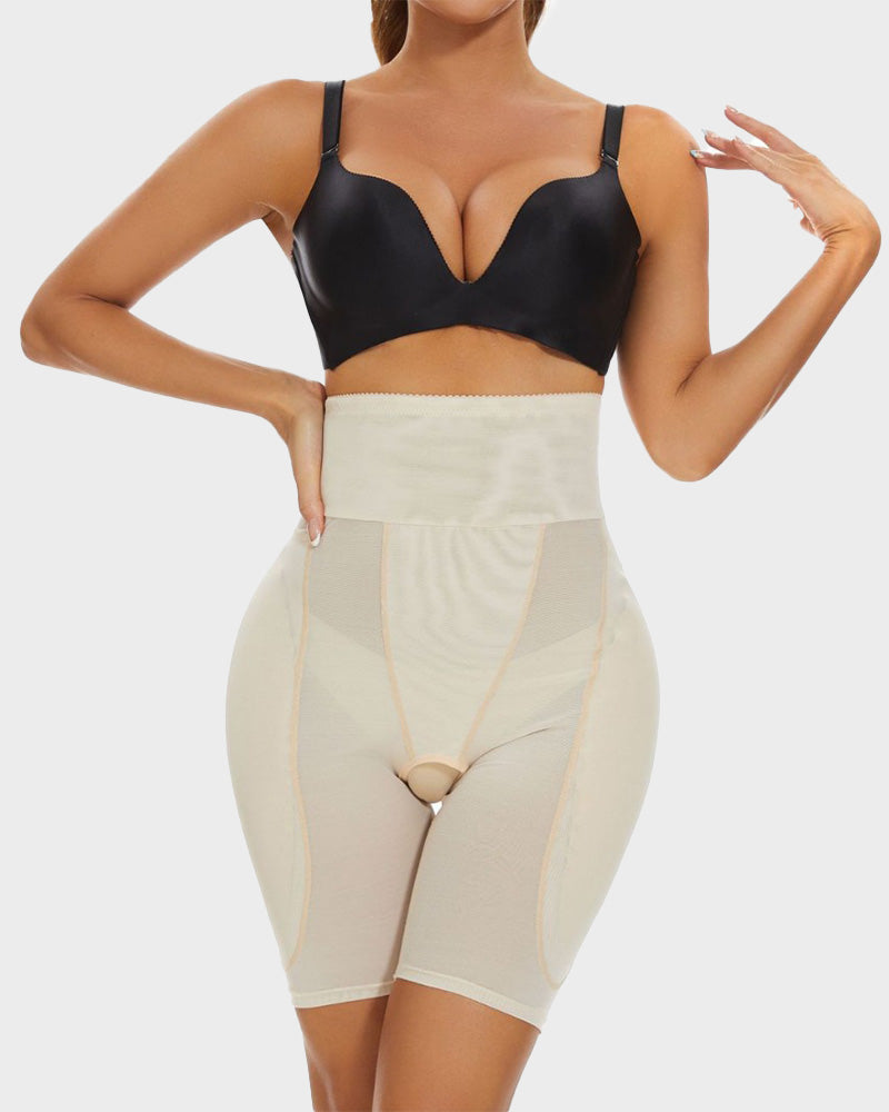 High waist belly tightening waist removable pad full crotch flat Angle open gear shapewear