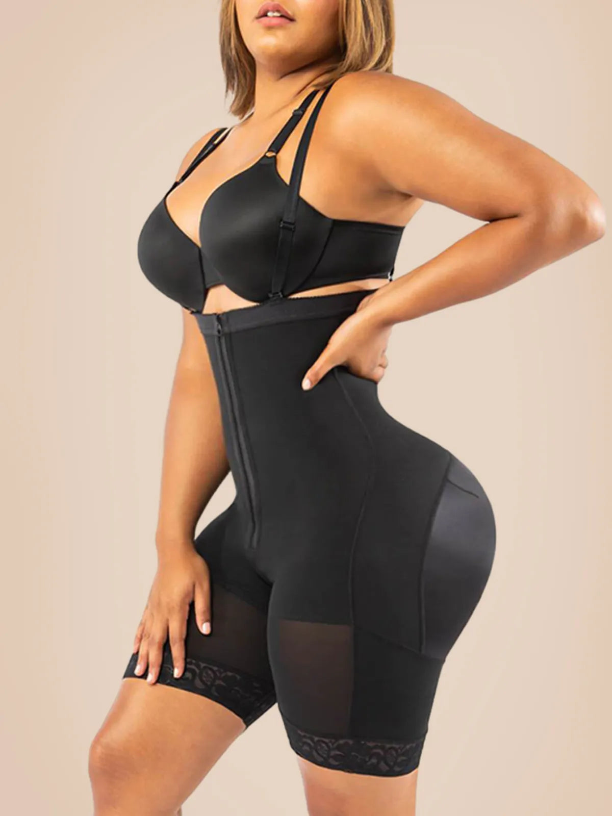 BlissShe® Open Bust Firm Tummy Compression Bodysuit Shaper With Butt Lifter