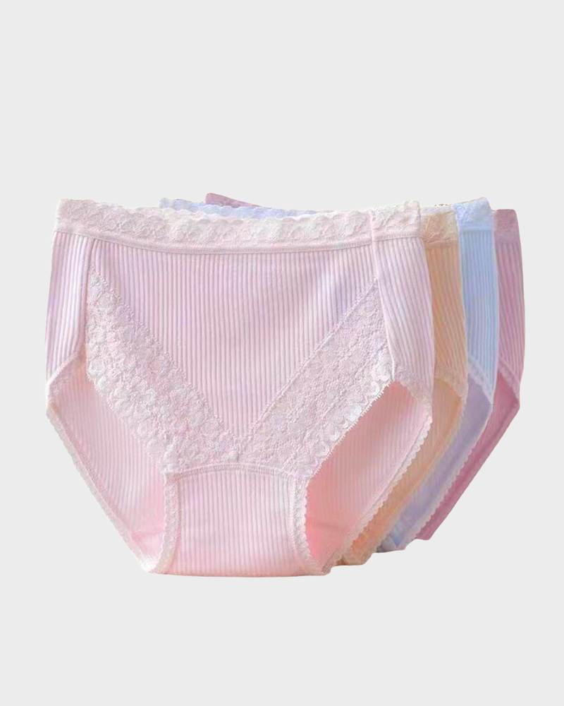 BlissShe® Lace Stitching Ribbed Panties