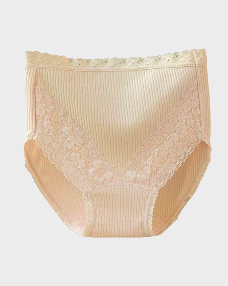 BlissShe® Lace Stitching Ribbed Panties