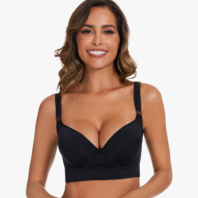 BlissShe® Full-Coverage Back Smoothing Bra-Black (2 Pack)