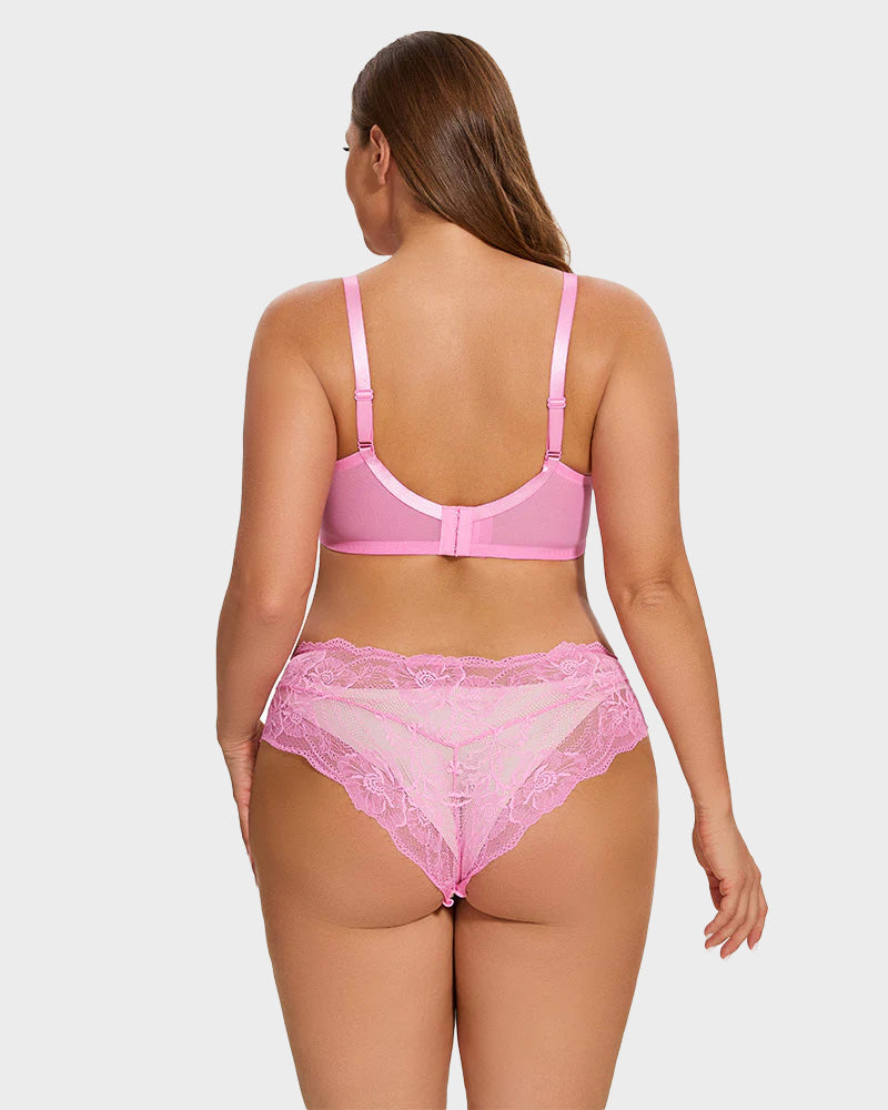 BlissShe® Full Coverage Lace Pink Minimizer Bra