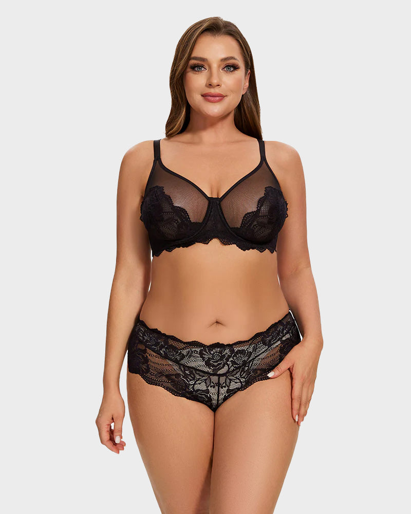 BlissShe® Full Coverage Lace Black Minimizer Bra