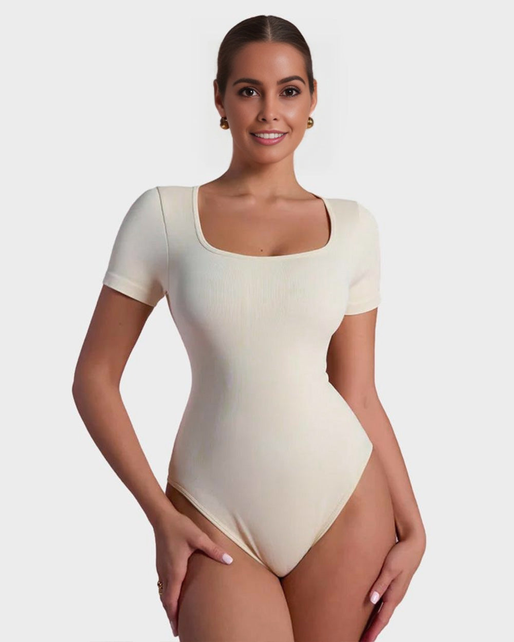 BlissShe® Basic Square Neck Thong Bodysuit