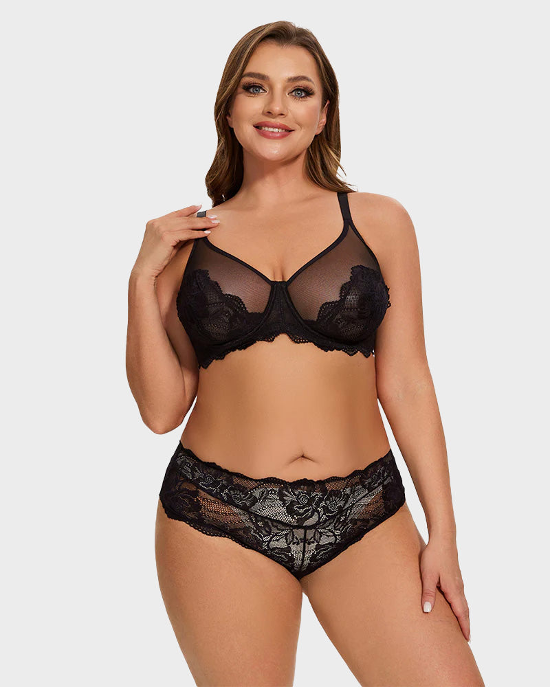 BlissShe® Full Coverage Lace Black Minimizer Bra