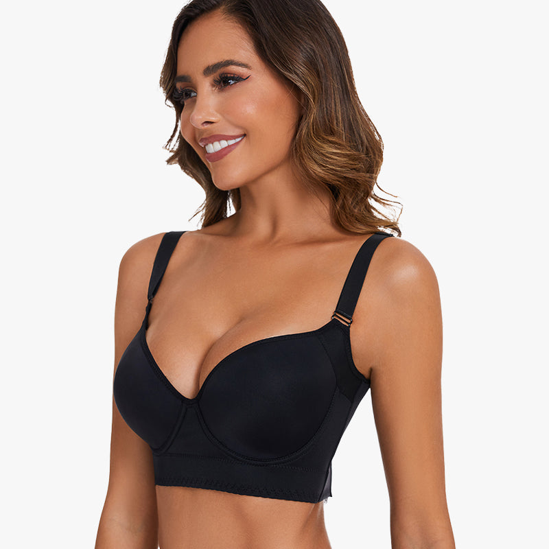 BlissShe® Back Smoothing Push-Up Bra - Black+Beige (2 PCS)