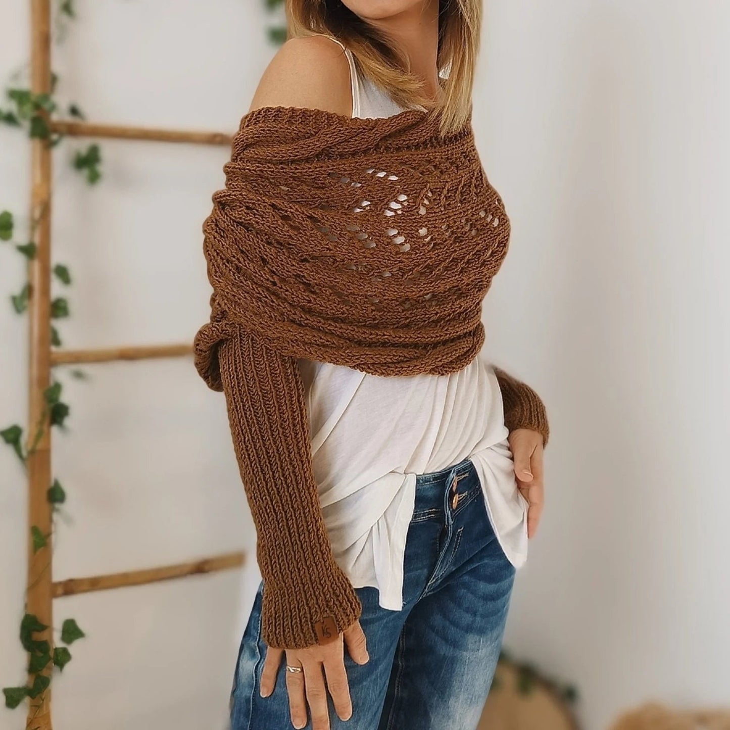 Knitted Cable Wrap, Shrugs For Women, Knitted Wrap