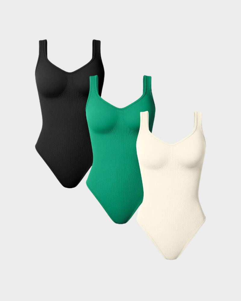 BlissShe® Scoop Neck Thong Bodysuit