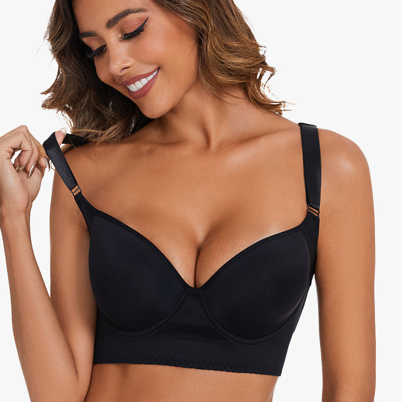 BlissShe® Full-Coverage Back Smoothing Bra-Black