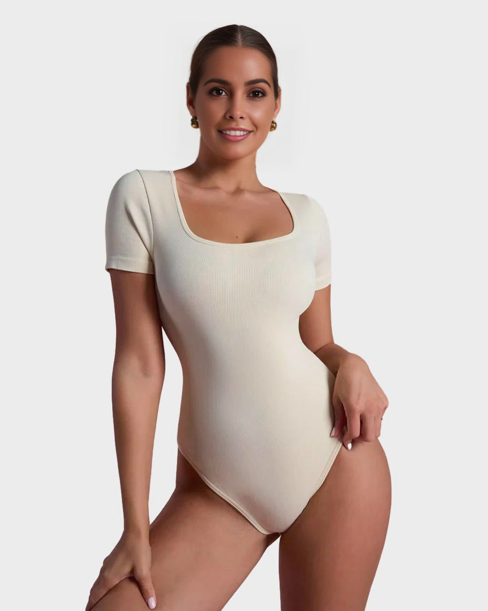 BlissShe® Basic Square Neck Thong Bodysuit