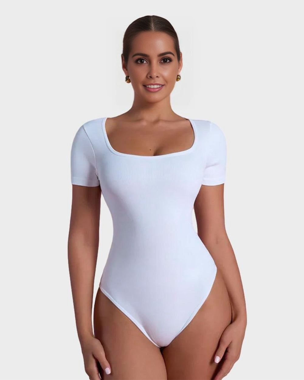 BlissShe® Basic Square Neck Thong Bodysuit