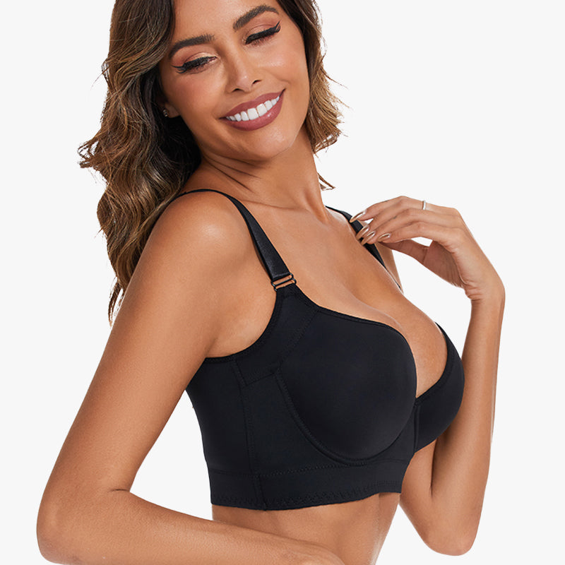 BlissShe® Back Smoothing Push-Up Bra - Black+Beige (2 PCS)