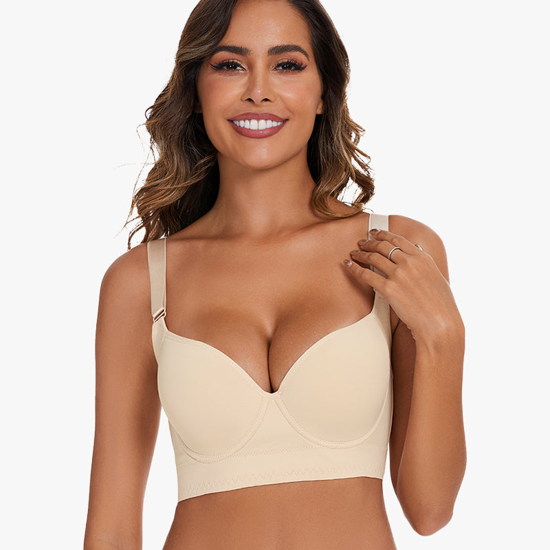 BlissShe® Full-Coverage Back Smoothing Bra-Beige (2 Pack)