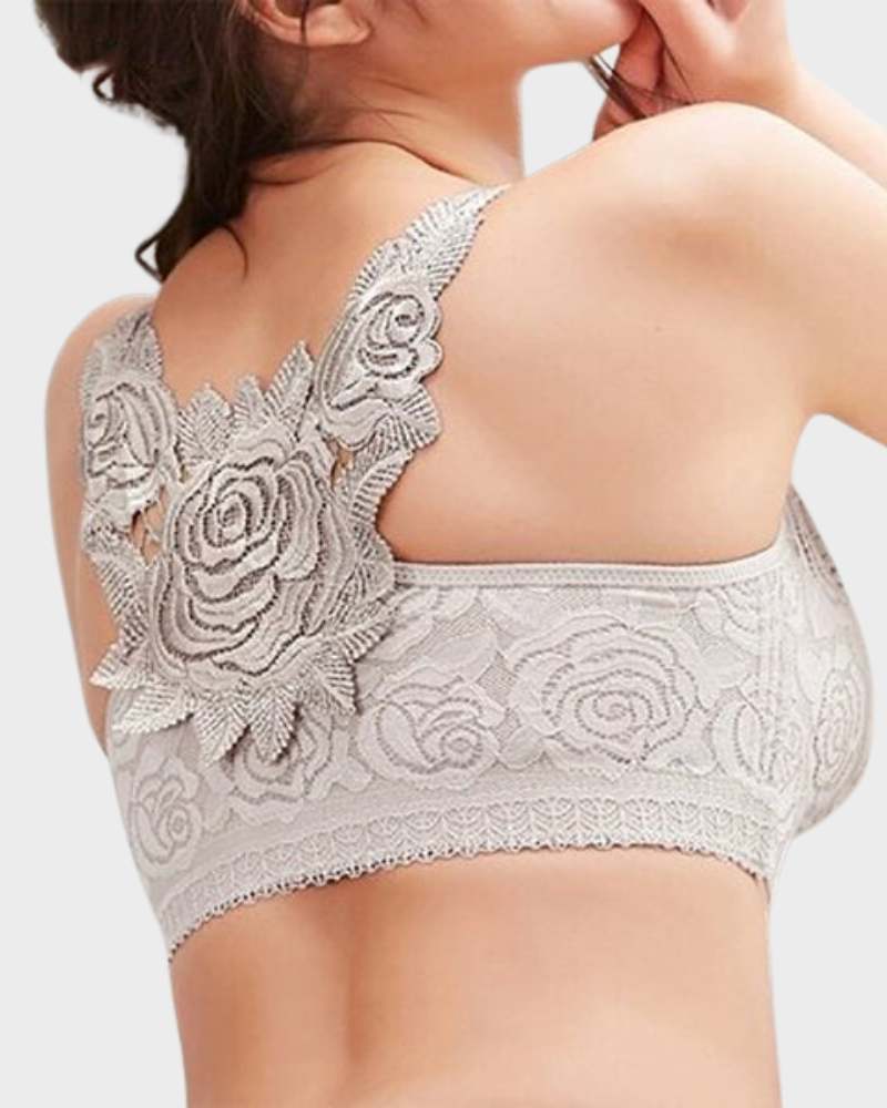 BlissShe® Rose Embroidery Front Closure Bra