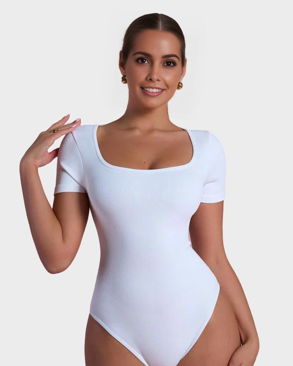 BlissShe® Basic Square Neck Thong Bodysuit