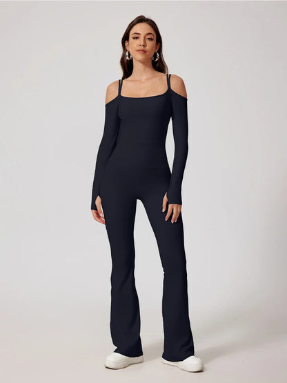 Strappy Long Sleeve Flared Suit