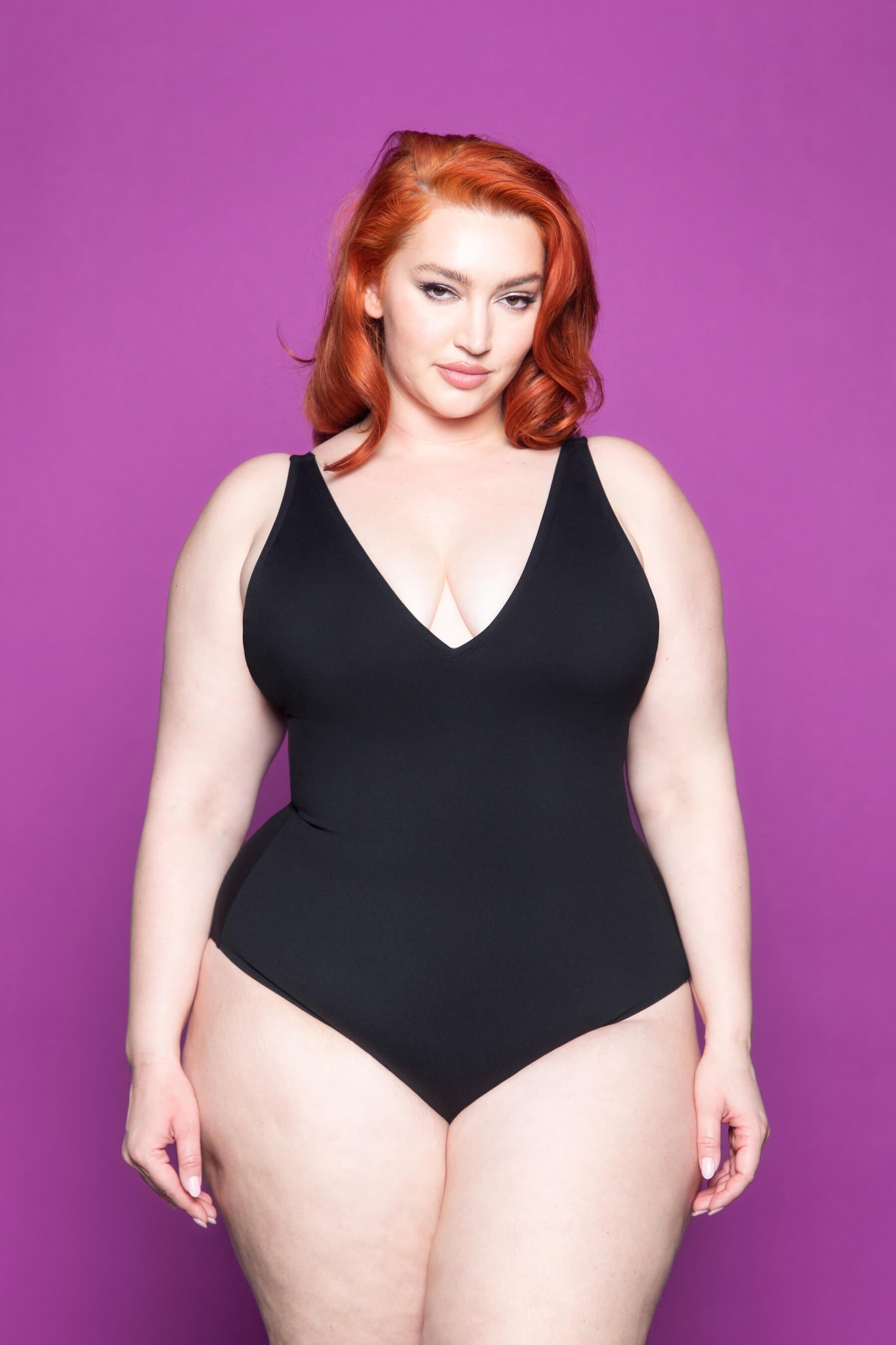 BlissShe® Curve-Enhancing Plunge-Neck Swimsuit