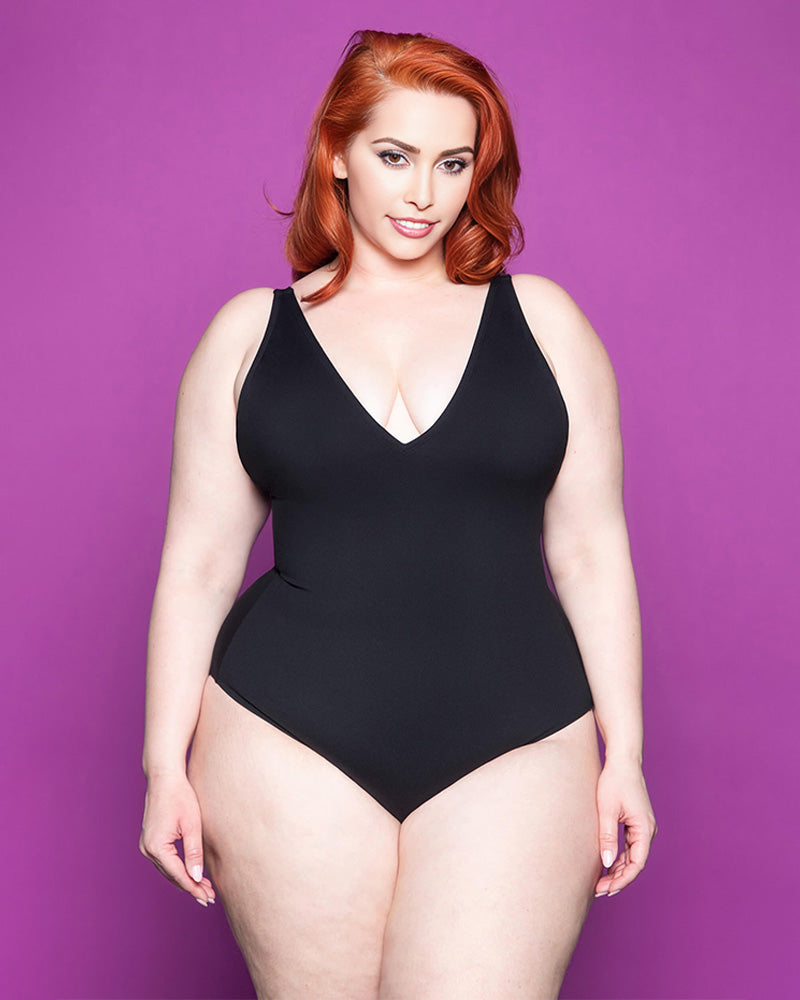 BlissShe® Curve-Enhancing Plunge-Neck Swimsuit