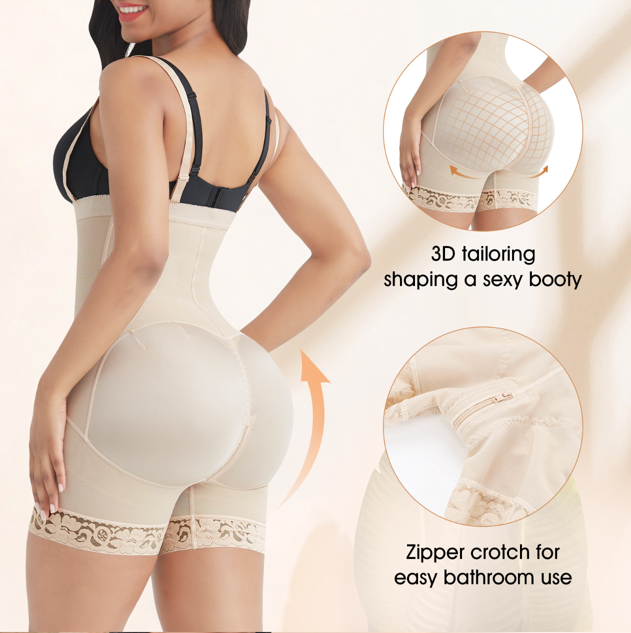 BlissShe® Open Bust Firm Tummy Compression Bodysuit Shaper With Butt Lifter