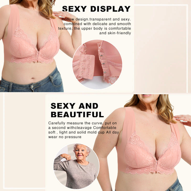 BlissShe®FRONT CLOSURE '5D' SHAPING WIRELESS BEAUTY BACK BRA(BUY 1 GET 2 FREE)-Pink