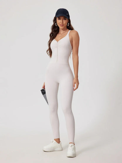 Strappy Zip Ruching Suit