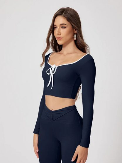 Tie-Heart Long Sleeve Top