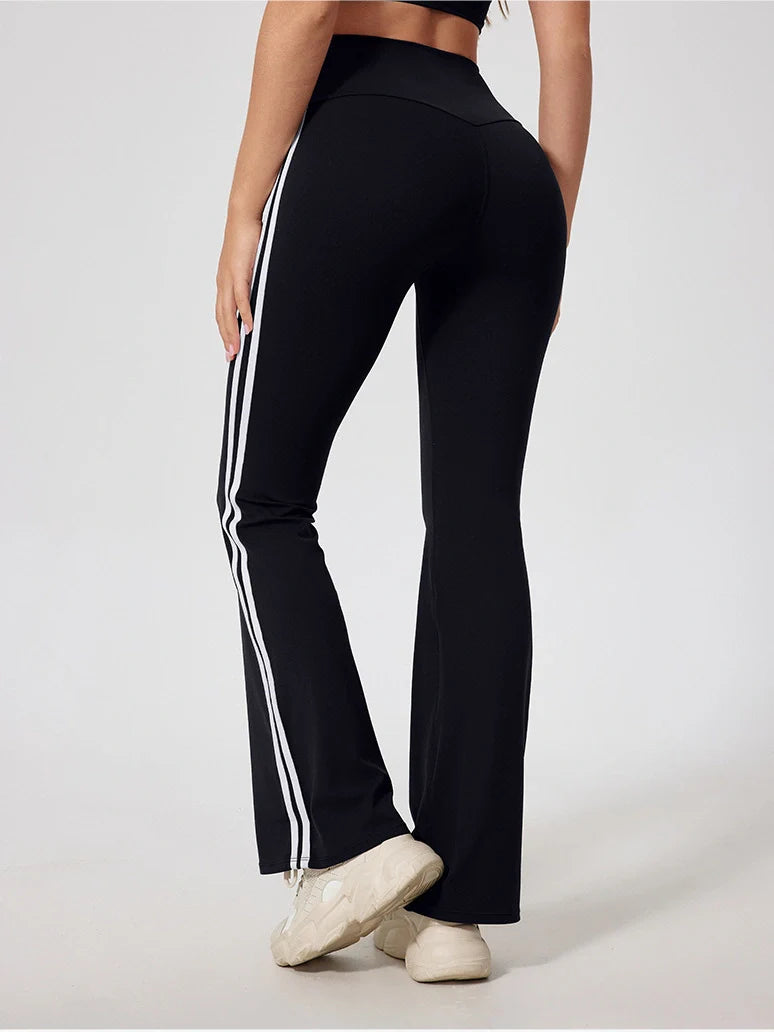 Side-Stripes Flared Leggings