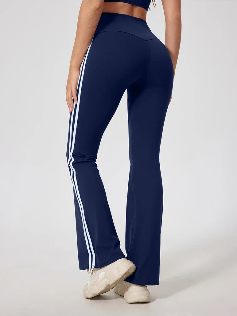 Side-Stripes Flared Leggings