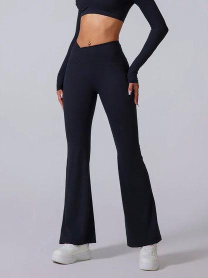 Side Ruching Flared Leggings