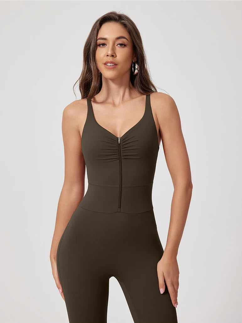 Strappy Zip Ruching Suit