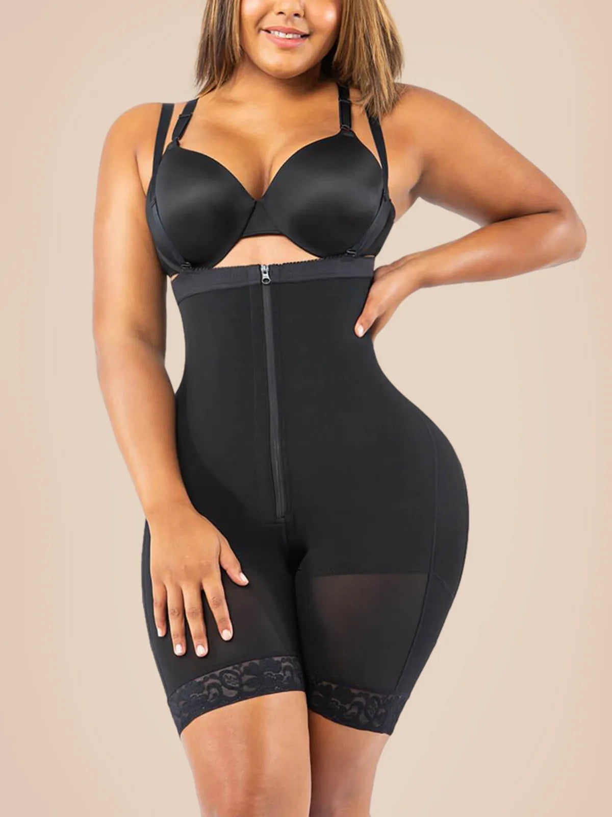 BlissShe® Open Bust Firm Tummy Compression Bodysuit Shaper With Butt Lifter