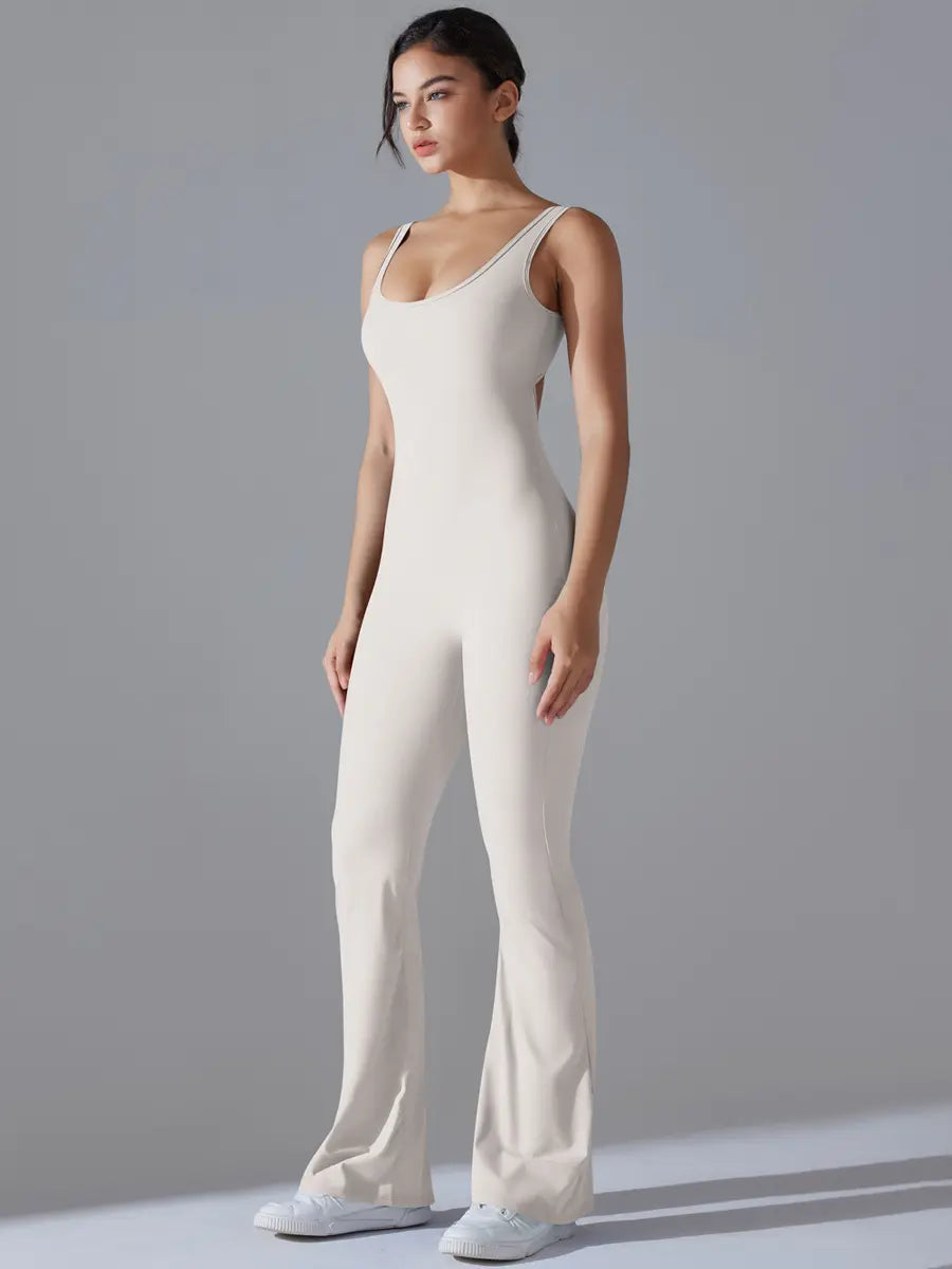 V Scrunch Flare Jumpsuit