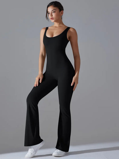 V Scrunch Flare Jumpsuit