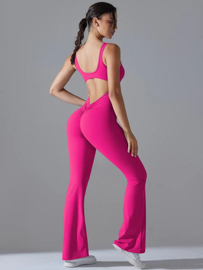 V Scrunch Flare Jumpsuit