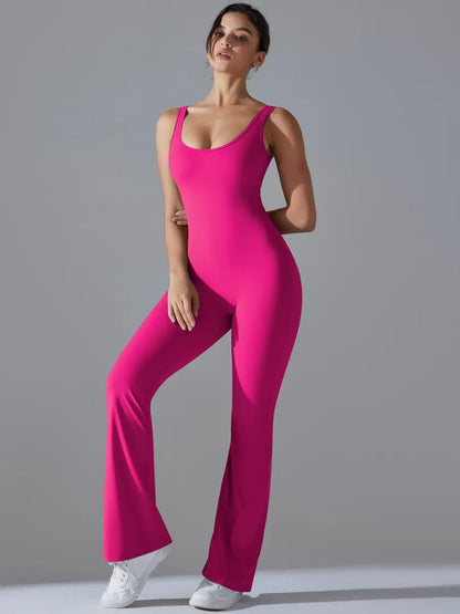 V Scrunch Flare Jumpsuit