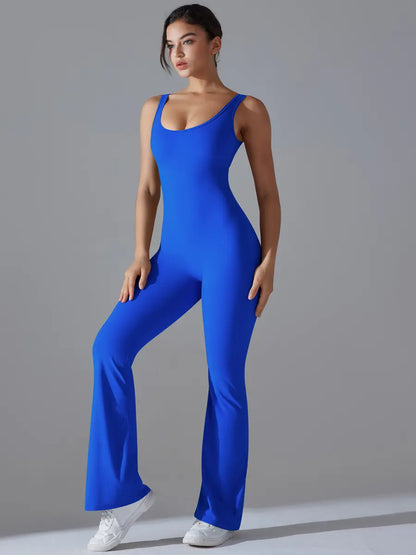 V Scrunch Flare Jumpsuit