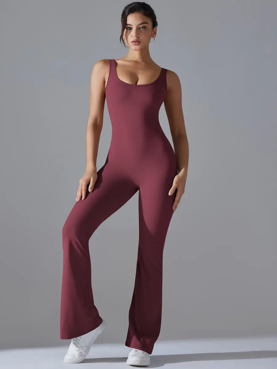 V Scrunch Flare Jumpsuit