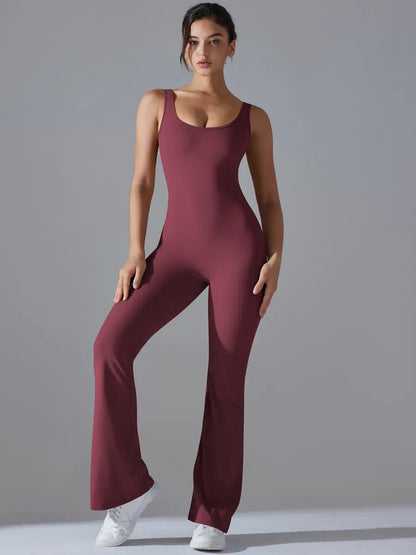 V Scrunch Flare Jumpsuit