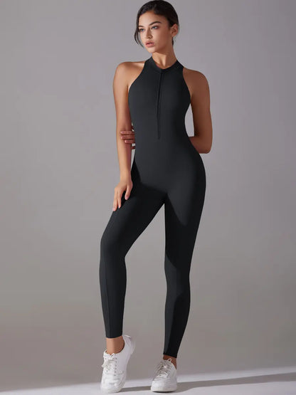 Front Zip Backless Jumpsuit