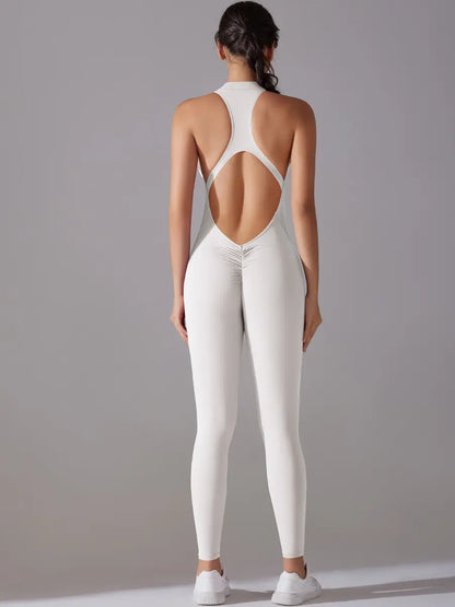 Front Zip Backless Jumpsuit