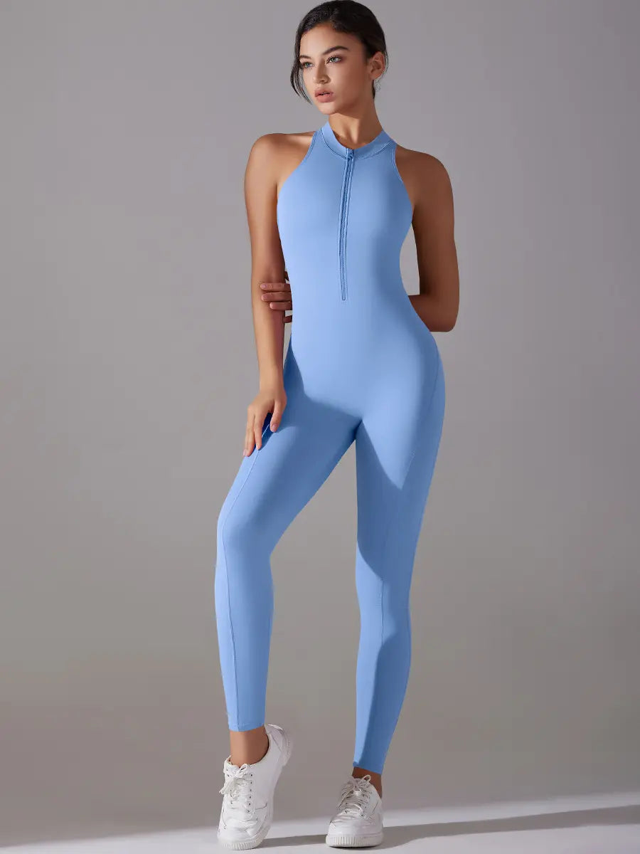 Front Zip Backless Jumpsuit