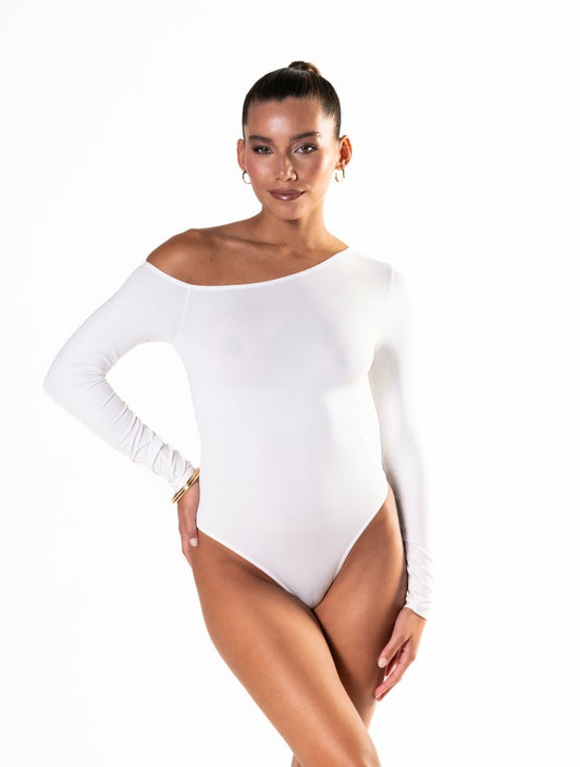 One-Shoulder-Tanga-Bodysuit mit langen Ärmeln