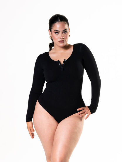 Nahtloser Langarm-Tanga-Bodysuit