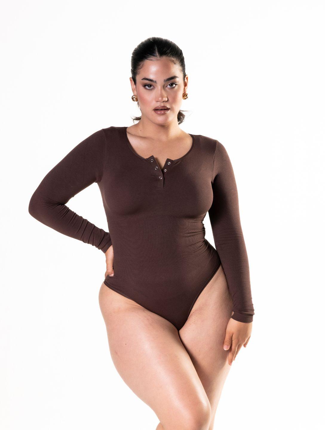 Nahtloser Langarm-Tanga-Bodysuit