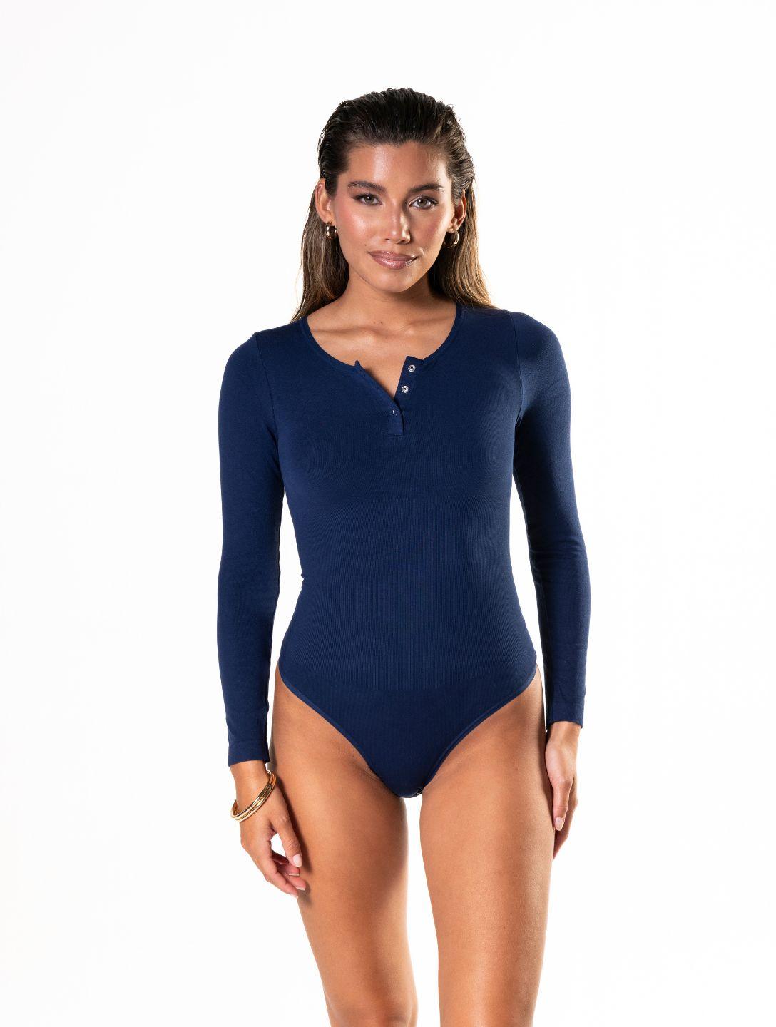 Nahtloser Langarm-Tanga-Bodysuit