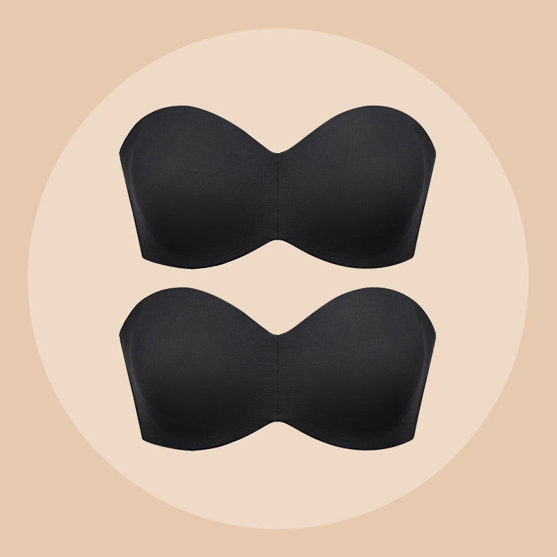 BlissShe® Full Support Non-Slip Convertible Bandeau Bra-Black