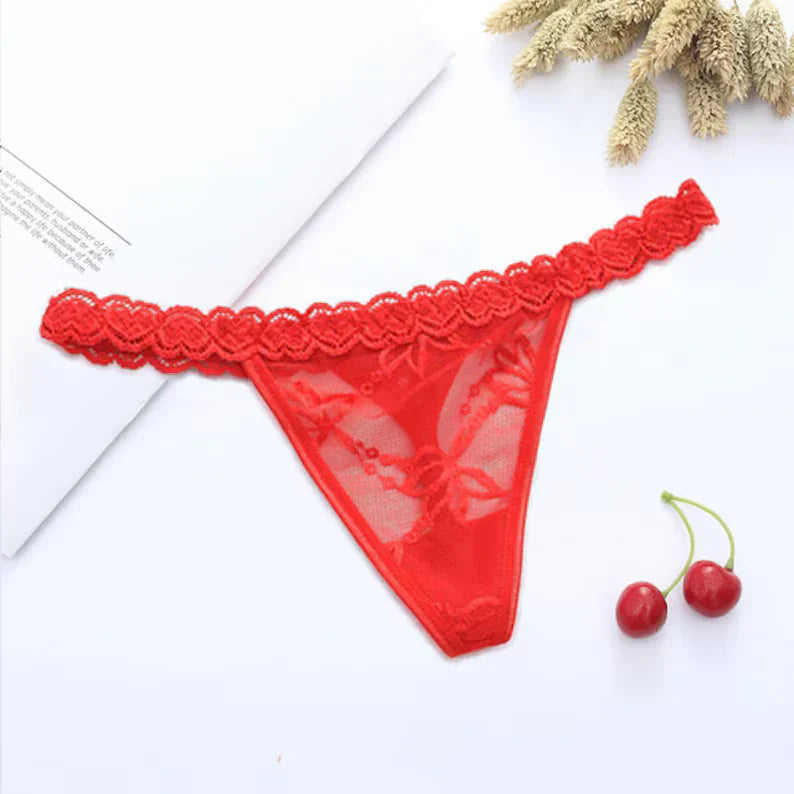 Lace G-String Thongs for Women Adjustable Sexy Low Rise Underwear Breathable T-back Thongs Panties