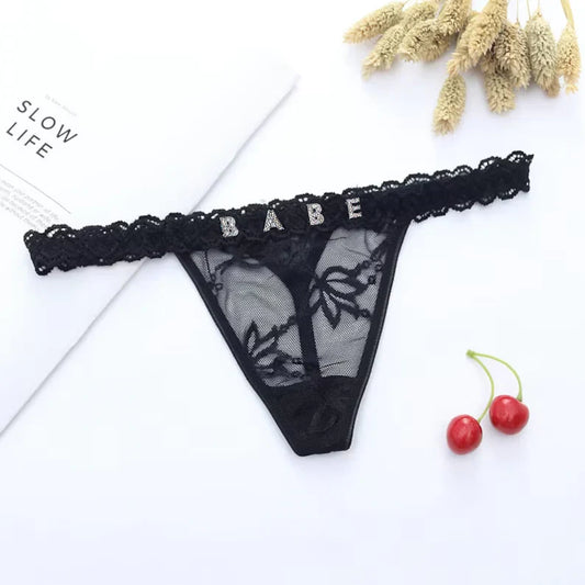 Spitzen-G-String-Tangas für Damen, verstellbar, sexy, tief sitzende Unterwäsche, atmungsaktive T-Rücken-Tangas-Höschen