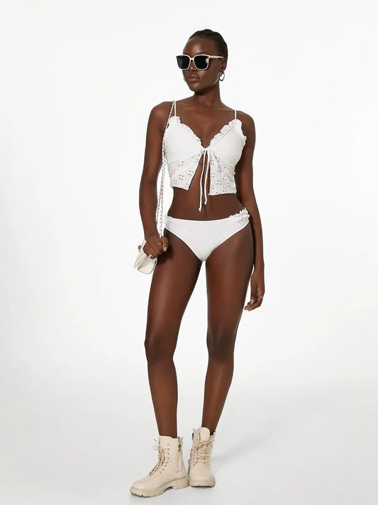 Noir Blanc - Ruffle Knot Bikini