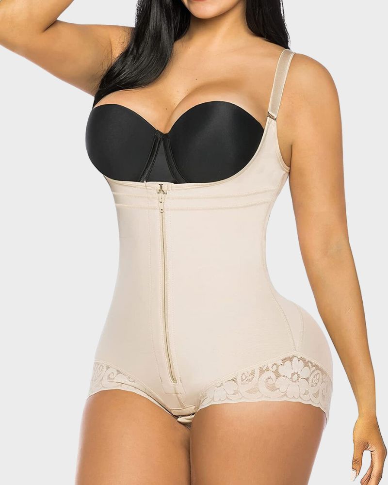 BlissShe® Lace Zipper Open Bust Shapewear